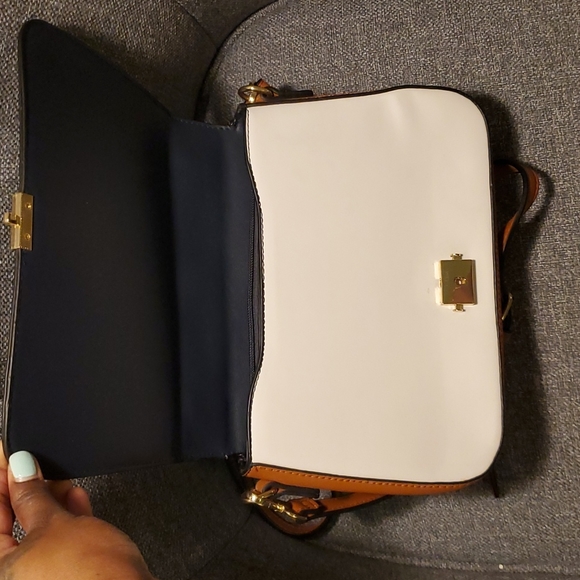 Navy Blue, White, & Tan Crossbody Bag - Picture 4 of 4